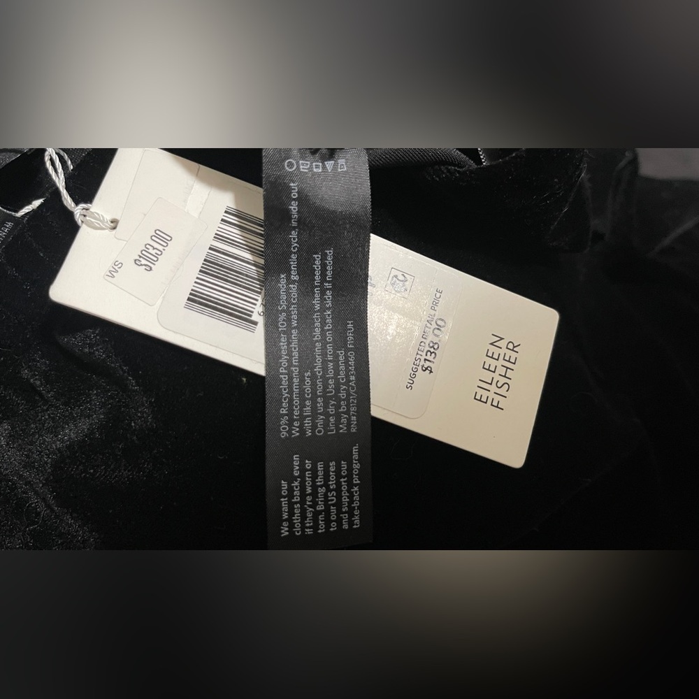 Eileen Fisher Stretch Velour Velvet Pull On Ankle Legging Size XXS/TTP Black - Picture 7 of 8